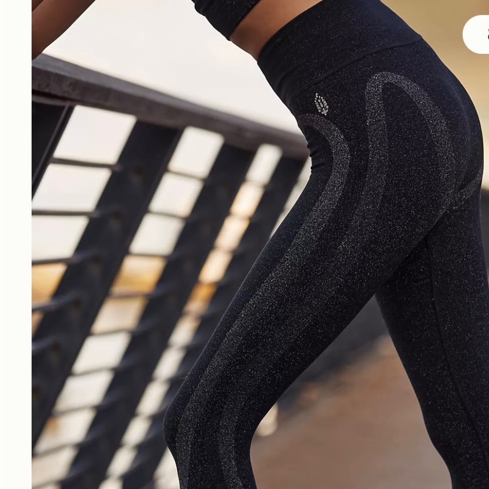 NWT Free People Movement Lurex Black & silver leggings
